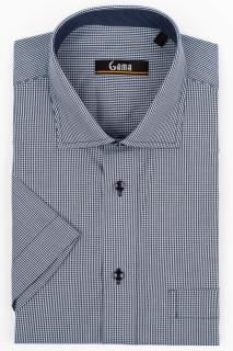 Camasa regular cu maneca scurta bleumarin cu carouri bleu 2XL