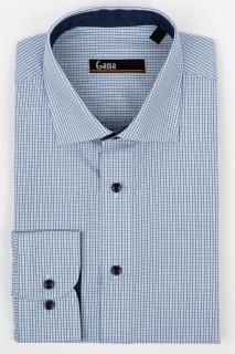 Camasa regular fit  bleu cu carouri  albe 2XL