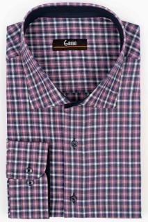 Camasa regular fit bleumarin cu carouri roz si albe 3XL-4XL