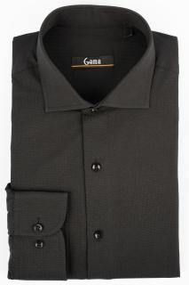 Camasa regular fit  neagra cu model in tesatura