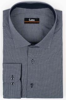 Camasa regulat fit bleumarin cu carouri mici albe  3XL-4XL