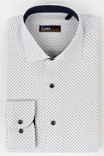 Camasa slim alba cu imprimeuri bleumarin 2XL