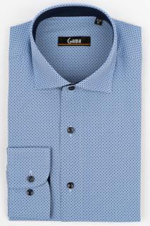 Camasa slim bleu cu imprimeu geometric albastru 2XL