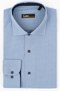 Camasa slim bleu cu picouri bleumarin