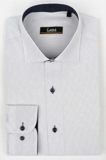 Camasa slim fit alba cu imprimeu geometric bleumarin