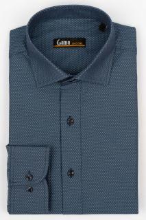 Camasa slim fit albastru cu picouri gri