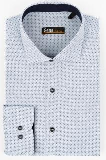 Camasa slim fit bleu cu imprimeuri mici