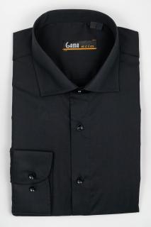 Camasa slim fit  neagra uni pentru barbati inalti 2XL