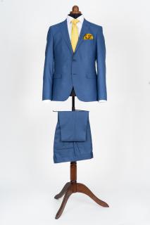 Costum slim albastru-pepit