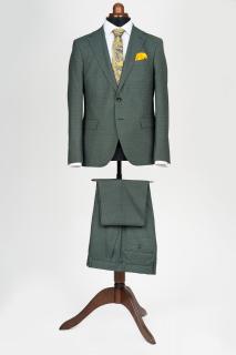 Costum slim fit verde-pepit