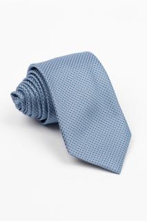 Cravata albastra cu imprimeu geometric bleu si portocaliu