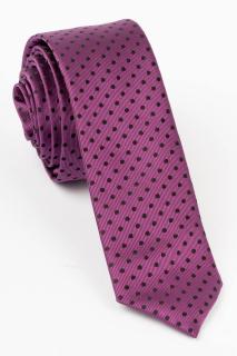 Cravata ingusta mov cu buline negre