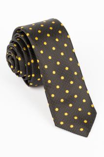 Cravata ingusta neagra cu buline galbene