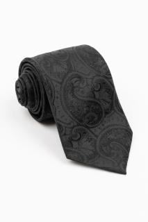 Cravata matase naturala neagra cu imprimeu paisley negru