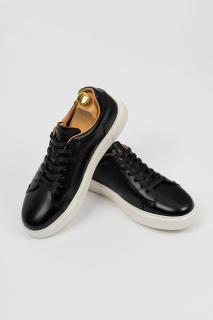 Pantofi barbati casual piele negri - talpa alba CONFORT