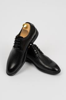 Pantofi barbati eleganti negri cu design geometric CONFORT
