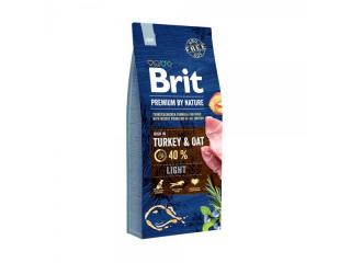 Brit Premium by Nature, Hrana uscata Light pentru caini supraponedarali, curcan si ovaz, 15kg