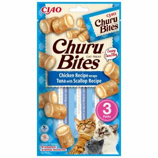 Churu Bites, Recompense pentru Pisici cu Pui, Ton si Scoici, 3x10g