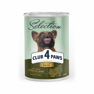 Club 4 Paws Premium Hrana umeda caini adulti - Pate cu curcan si miel, 6x400 g