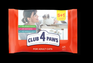 Club 4 Paws Premium Hrana umeda pisici 5+1, set 6 80g