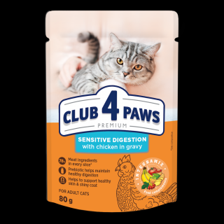 Club 4 Paws Premium Hrana umeda pisici Sensitive, cu pui in sos 24x80g