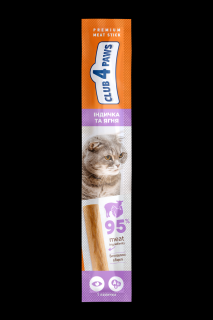 Club 4 Paws Premium Recompense pentru pisici stick cu curcan si miel, 5g