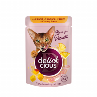 DELICKCIOUS, Bucati de carne de iepure si fructe tropicale in sos cremos,  80g