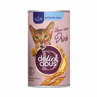 DELICKCIOUS,Conserva cu bautura cu peste oceanic pentru pisici, 140g
