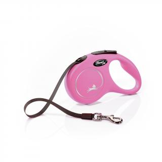 Flexi New Classic, S Tape,  lesa retractabila, 5m, roz