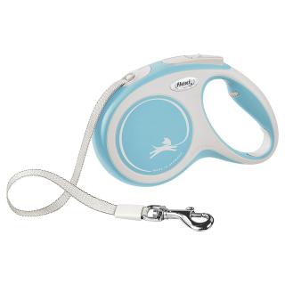 Flexi New Comfort, M Tape,  lesa retractabila, 5m, albastru deschis