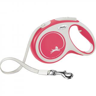 Flexi New Comfort, M Tape,  lesa retractabila, 5m, rosu