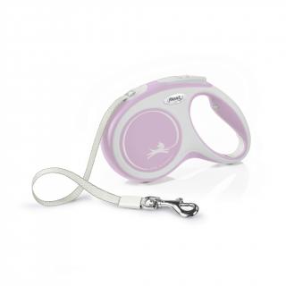 Flexi New Comfort, M Tape,  lesa retractabila, 5m, roz