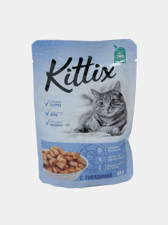Kittix Hrana umeda pisici adulte, cu vita, 24x85g