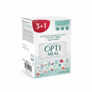 Optimeal, Hrana umeda pentru caini de talie mica, mix de arome, 3+1, 400g