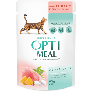 Optimeal Hrana umeda pisici adulte - Curcan in sos de dovleac, set 12 0,085kg