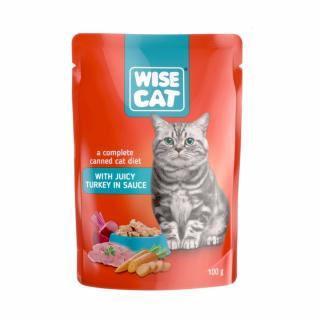 Wise Cat, Plicuri hrana umeda pentru pisici, curcan in sos, 24x100g