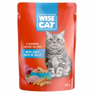 Wise Cat, Plicuri hrana umeda pentru pisici, rata in jeleu, 24x100g