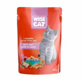 Wise Cat, Plicuri hrana umeda pentru pisoi, miel in sos, 24x100g