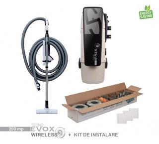Pachet 250 mp Aspirator Tecno Evox cu Kit de accesorii wireless si Kit de instalare