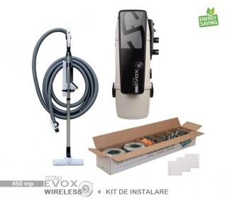 Pachet 450 mp Aspirator Tecno Evox cu Kit de accesorii wireless si Kit de instalare