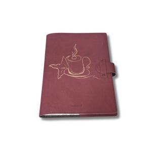 Agenda cu husa pentru agenda din P.U. biogreen, magenta, unicat, pictata manual