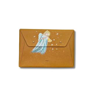 Husa plic Macbook 16   din piele naturala reciclata, maro nature, unicat, pictata manual
