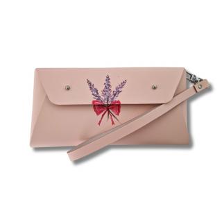 Plic roz pudra din piele naturala reciclata , unicat,  pictat manual, liliac