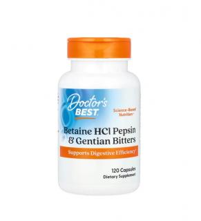 Betaine HCI Pepsin si Gentian Bitters 120 capsule - Doctor s Best