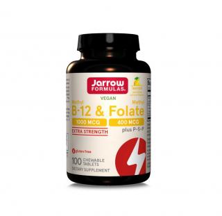 Methyl B-12 1000mcg  Methyl Folate 400mcg Lemon 100 tablete masticabile - Jarrow Formulas