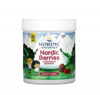 Nordic Berries Multivitamin Gummies varsta 3+ Cherry Berry 120 Gummy Berries - Nordic Naturals