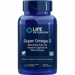 Super Omega-3 EPA DHA Fish Oil Sesame Lignans Olive Extract 120cps for Sensitive Stomachs -  Life Extension