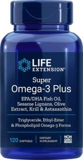 Super Omega-3 Plus EPA DHA Fish Oil, Sesame Lignans, Olive Extract, Krill  Astaxanthin - 120cps Life Extension