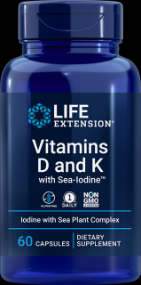 Vitamins D  K with Sea-Iodine - 60cps Life Extension
