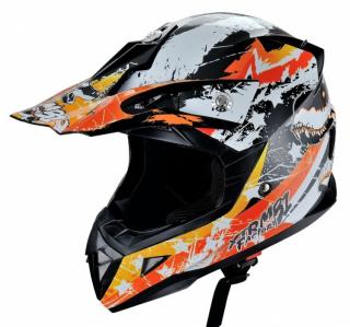 Casca moto   ATV integrala HECHT 53915, design mozaic, portocaliu, marimea L (59-60 cm)